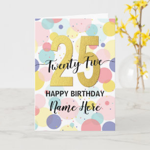 Carte Bonne 25ème anniversaire Pastel Rainbow Gold Woman