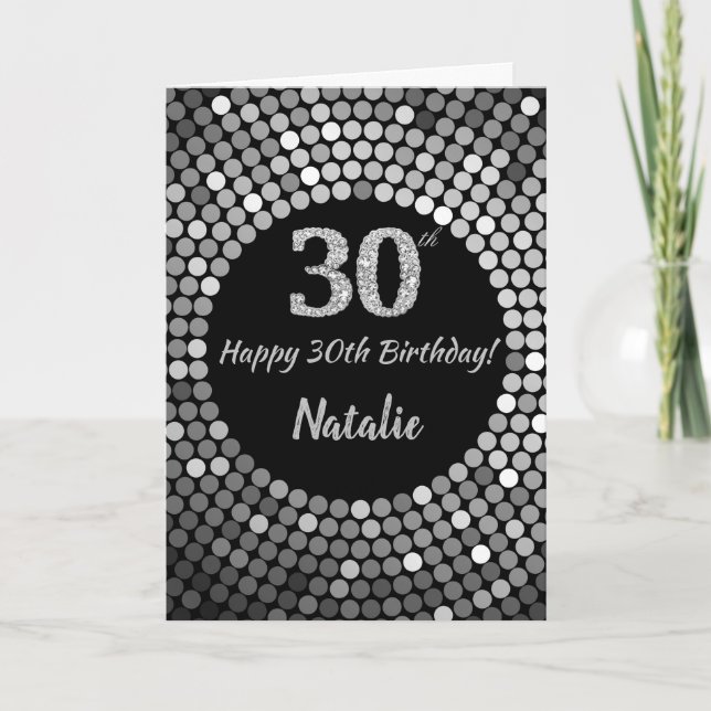 Carte Bonne 30e anniversaire Black and Silver Parties sc (Devant)