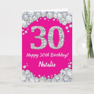 Carte Bonne 30e anniversaire Hot Pink Parties scintillan