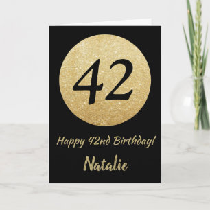 Carte Bonne 42e anniversaire Black and Gold Parties scin