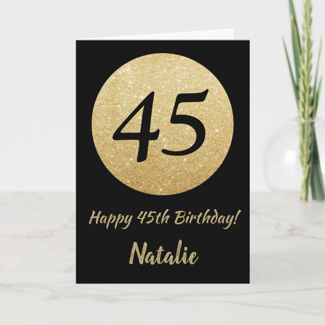 Carte Bonne 45e anniversaire Black and Gold Parties scin (Devant)