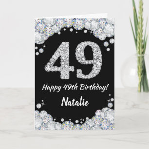 Carte Bonne 49e anniversaire Black and Silver Parties sc