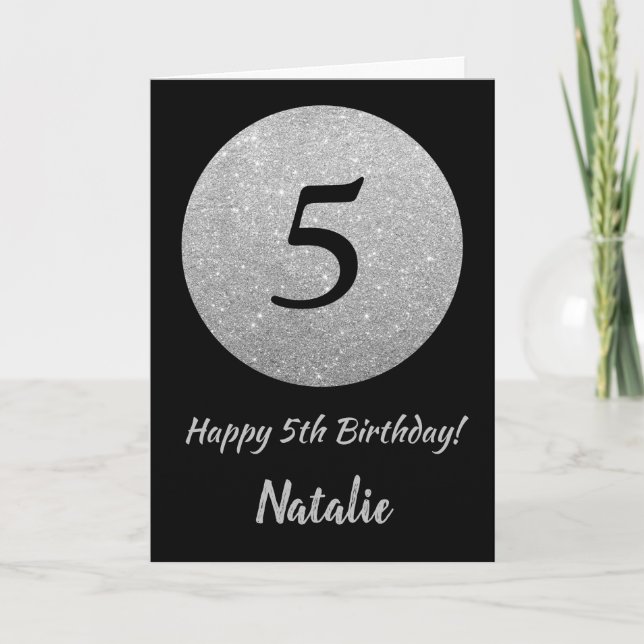 Carte Bonne 5e anniversaire Black and Silver Parties sci (Devant)