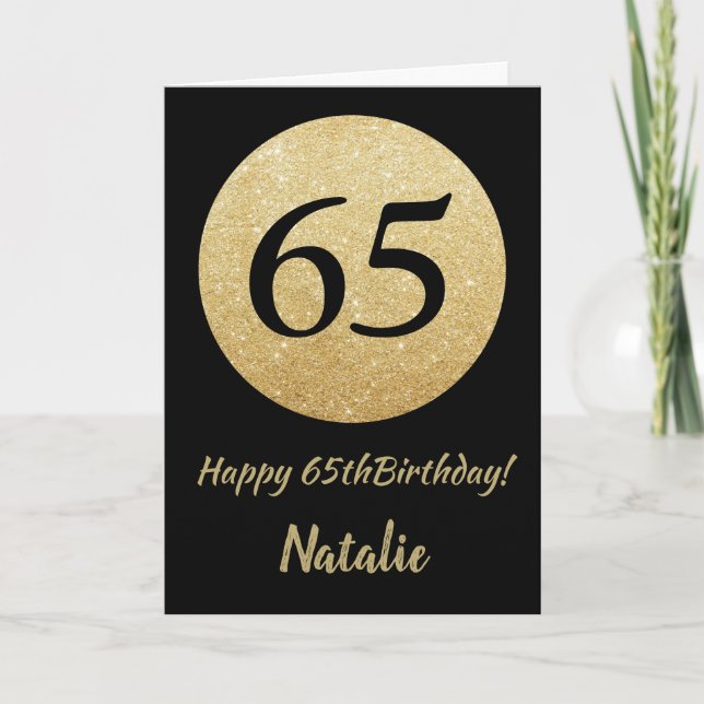 Carte Bonne 65e anniversaire Black and Gold Parties scin (Devant)