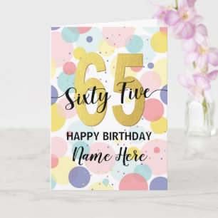Carte Bonne 65e anniversaire Pastel Rainbow Gold Woman