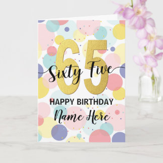 Carte Bonne 65e anniversaire Pastel Rainbow Gold Woman