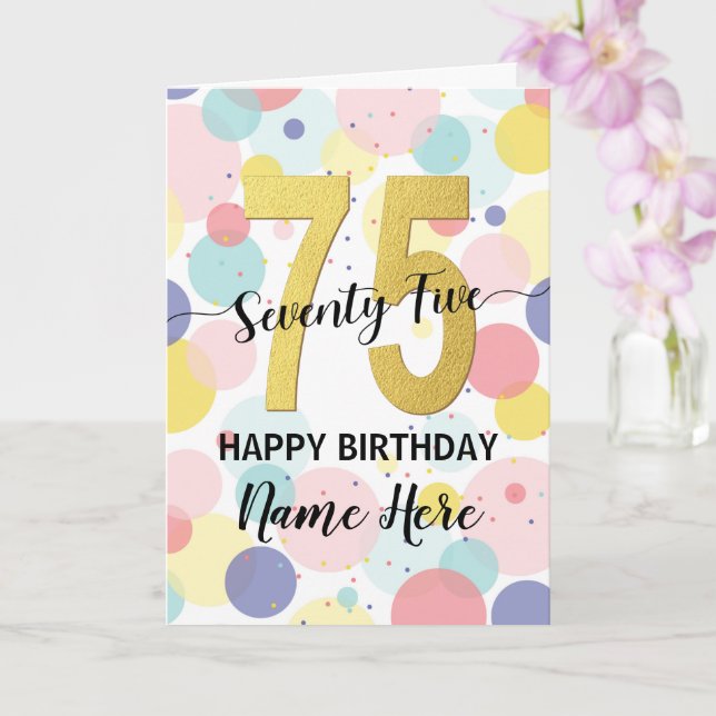 Carte Bonne 75ème anniversaire Pastel Rainbow Gold Woman (Orchidée)