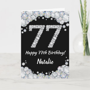 Carte Bonne 77e anniversaire Parties scintillant noir et