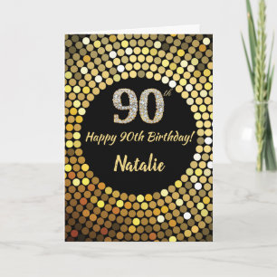 Carte Bonne 90e anniversaire Black and Gold Parties scin