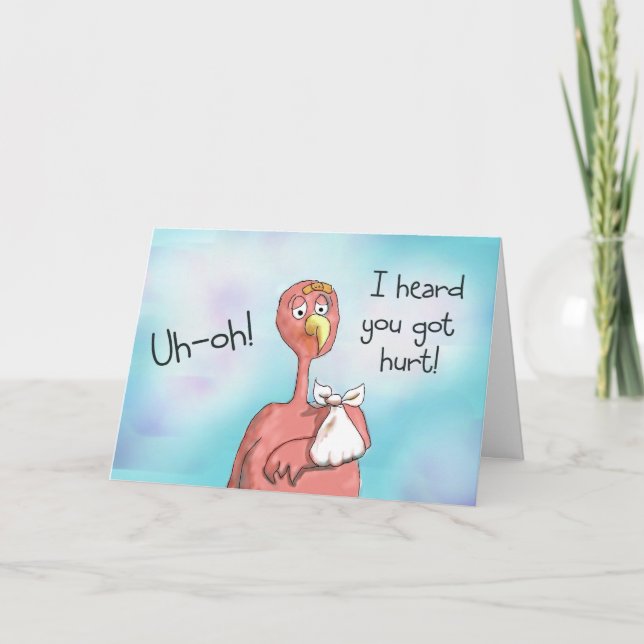 Carte Bonne amélioration Bientôt Blessure Flamant rose r (Devant)