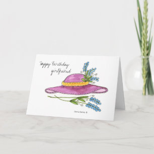 Carte Bonne amie d'anniversaire * Casquette rose