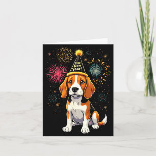 Carte Bonne année 2025 Eve Feu d'artifice Chien Drôle Be