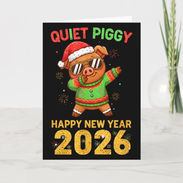 Carte Bonne année 2026 Animal mignon en silence  (Devant)