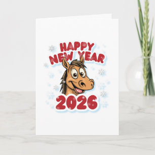Carte Bonne Année 2026 : Année du Cheval Mascotte