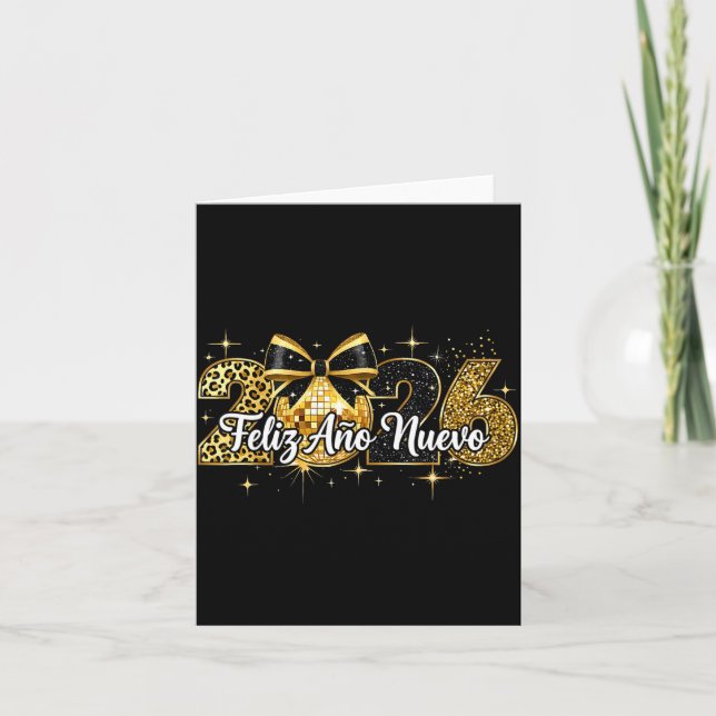 Carte Bonne Année 2026 Boule à Facettes Joyeuse Nouvelle (Devant)