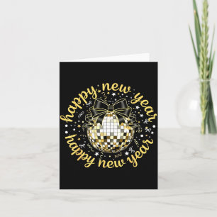 Carte Bonne Année 2026 Boule Disco Arc Doré Coquette C