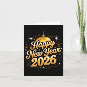 Carte Bonne année 2026 Célébration de famille disco vint