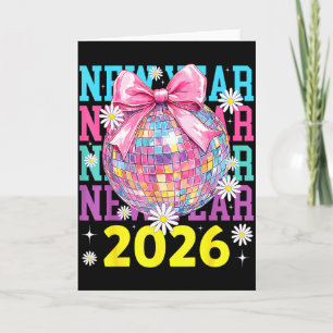 Carte Bonne Année 2026 Coquette Bow & Boule Disco