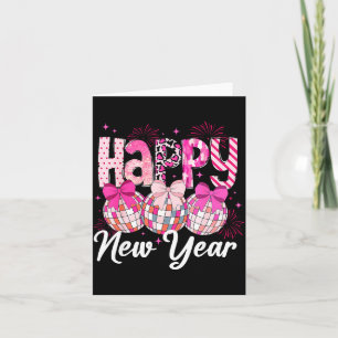 Carte Bonne année 2026 Nk Coquette Nœud Boule Disco Feu