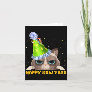 Carte Bonne année 2026 Nouvel An drôle Chats de fête