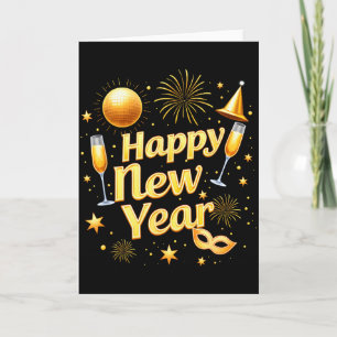 Carte Bonne année 2026 Nouvel An Eve Soirée de compte à