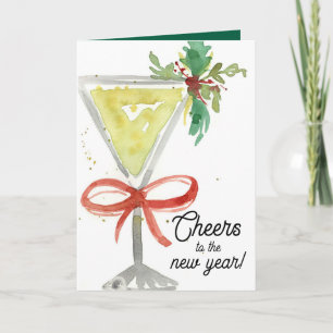 Carte Bonne année à Martini Cocktail Verre