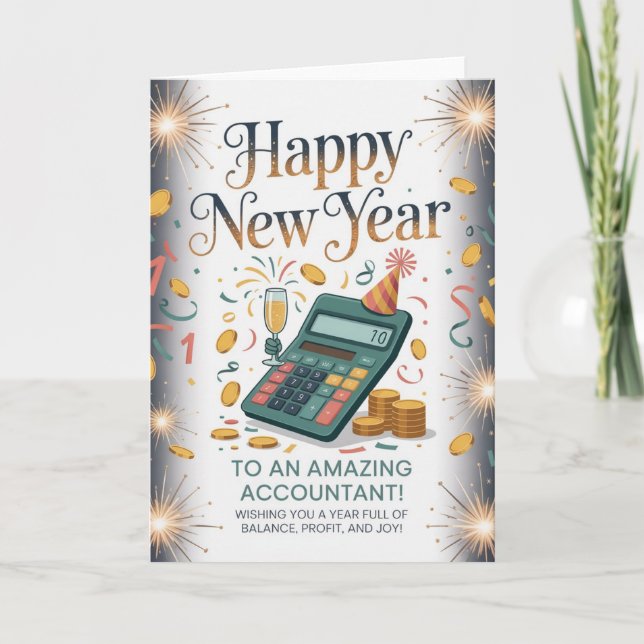 Carte Bonne année à un comptable incroyable (Devant)