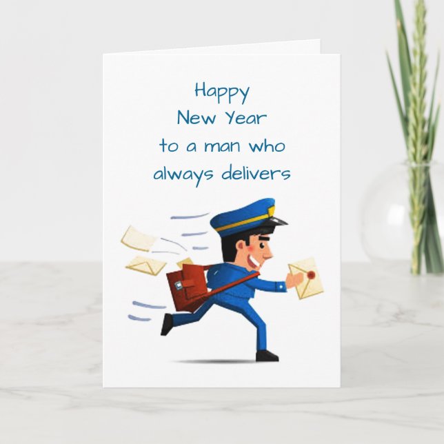 CARTE *BONNE ANNÉE* À UN HOMME QUI TIEN TOUJOURS SES PRO (Devant)