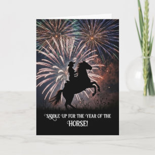 Carte Bonne année, année du cheval Country Western 