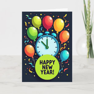 Carte Bonne Année avec Ballons
