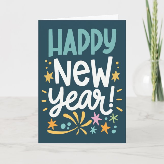 Carte Bonne année avec feux d'artifice (Devant)