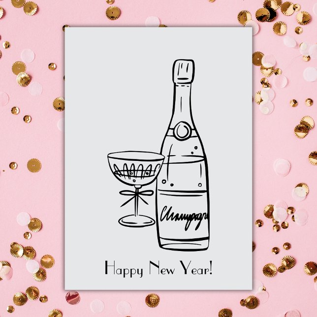 Carte Bonne année Bouteille de Champagne Salutation (Créateur téléchargé)