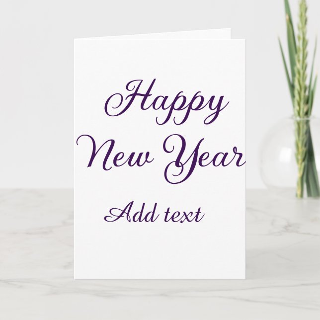 Carte Bonne année calligraphie violette simple minimalis (Devant)