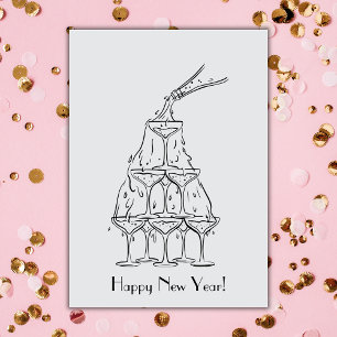 Carte Bonne année Champagne Tower Salutation