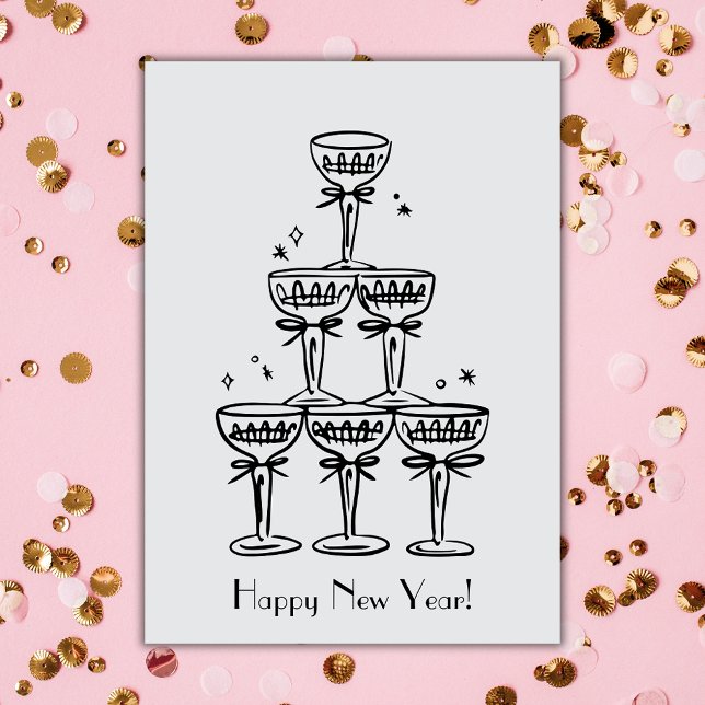 Carte Bonne année Champagne Tower Salutation (Créateur téléchargé)