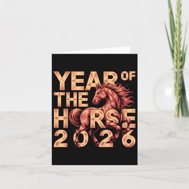 Carte Bonne Année Chinoise Du Cheval 2026 Lunar Zod (Devant)