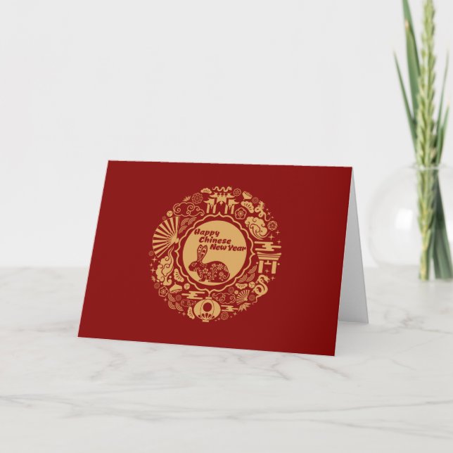 Carte Bonne année chinoise du lapin (Devant)