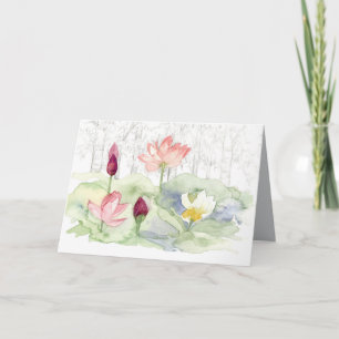 Carte Bonne année chinoise Lotus Flower Pond