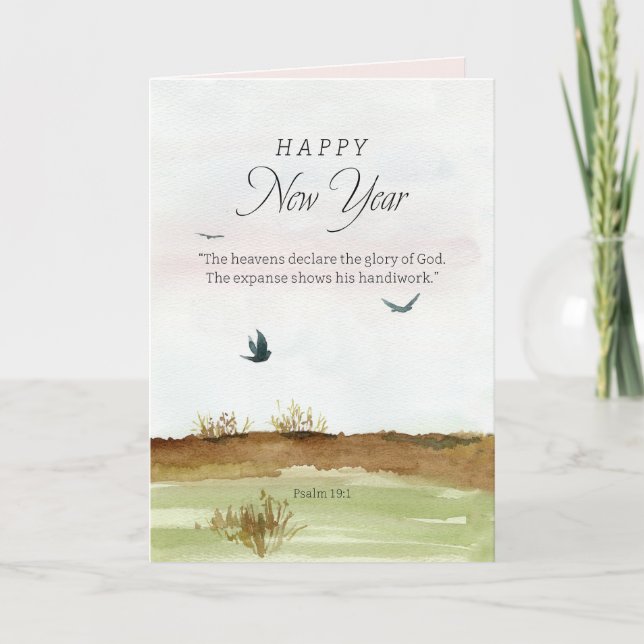 Carte Bonne année Écriture Psaume 19 Désert d'hiver  (Devant)