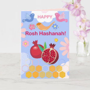 Carte Bonne année juive Rosh Hashanah motif floral