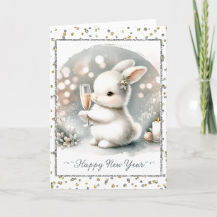 Carte Bonne année Lapin d'hiver