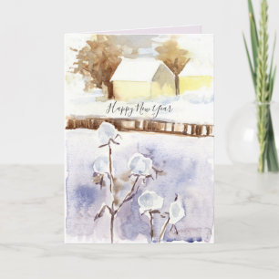 Carte Bonne année Maison de neige d'hiver