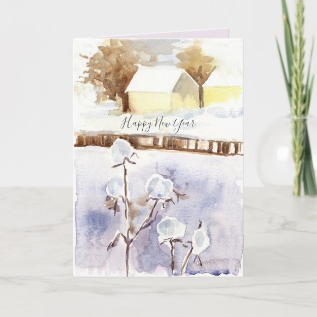 Carte Bonne année Maison de neige d'hiver (Devant)