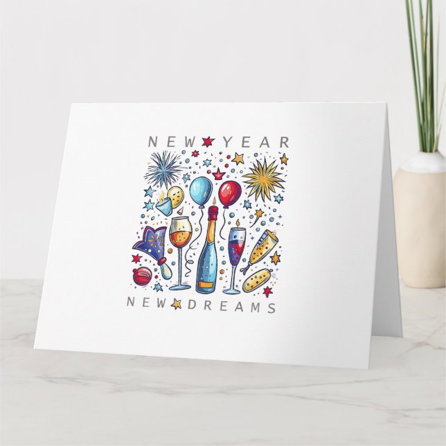Carte Bonne année Nouveaux rêves 2026 Feu d'artifice de  (Devant)