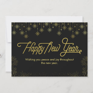 Carte Bonne année personnalisée noir et jaune