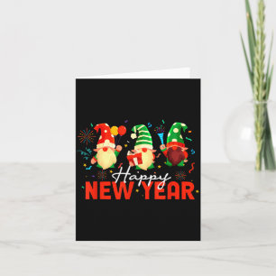 Carte Bonne année Trois feux d'artifice de nains Confett