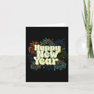Carte Bonne année vintage Feux d'artifice Nouvel An Enfa