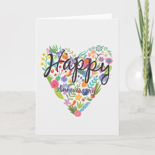 Carte Bonne Anniversaire Big Heart Of Flowers Card (Devant)