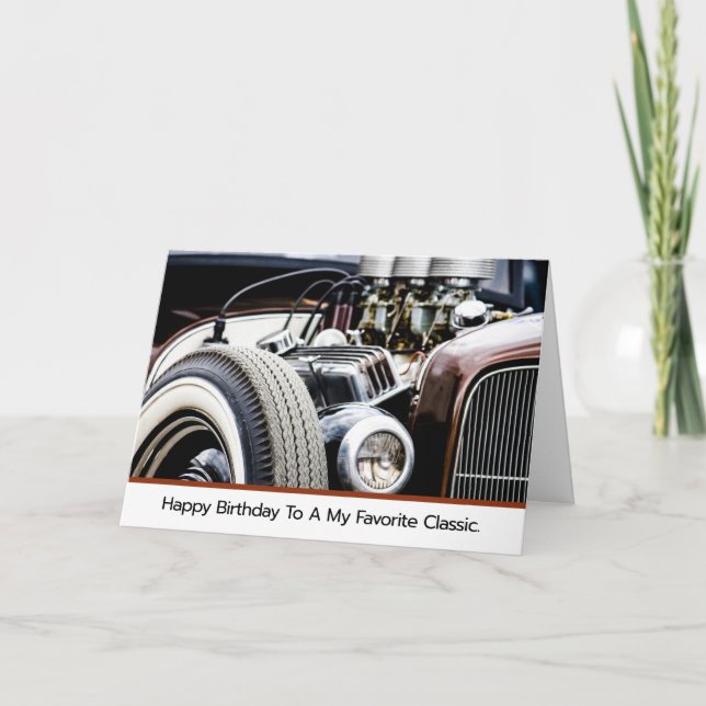Carte Bonne Anniversaire Classic Voiture Rat Rod Fan Car (Devant)