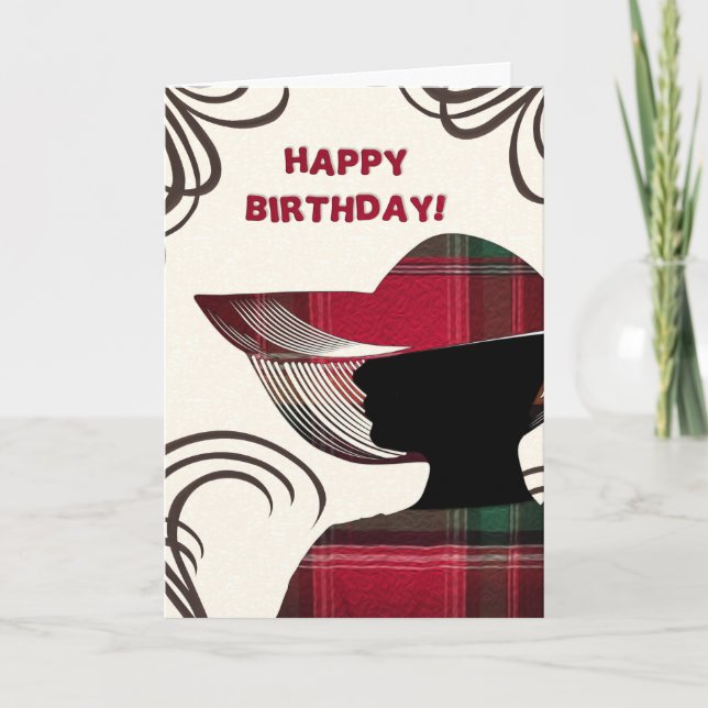 Carte Bonne Anniversaire Élégante Femme Madras Personnal (Devant)